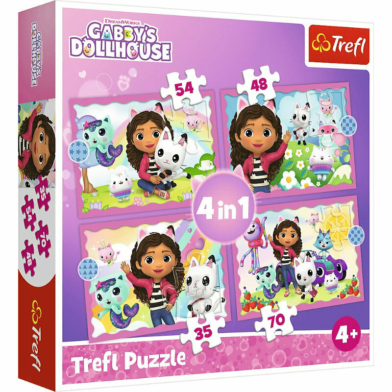 Puzzle 4w1 Przygody Gabi. Koci Domek Gabi.