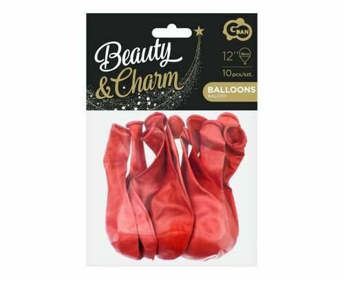 Godan, Balony Beauty&Charm, metaliki czerwone 30 cm, 10 szt.