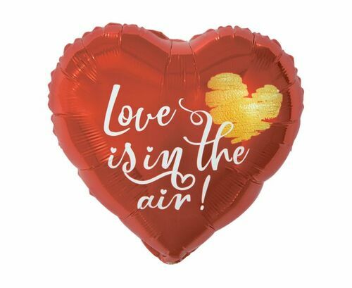 Balon foliowy serce Love Is In The Air, balon 46cm, Walentynki Godan 