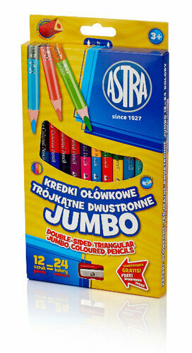 Kredki ołówkowe Jumbo dwustronne 24 kolory ASTRA