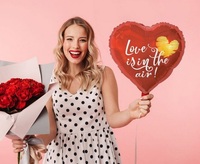 Balon foliowy serce Love Is In The Air, balon 46cm, Walentynki Godan 