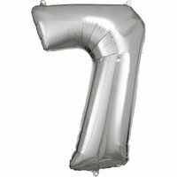 Balon foliowy Duża cyfra 7 srebrna, 57x86cm