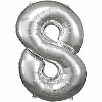 Balon foliowy Duża cyfra 8 srebrna, 57x86cm
