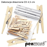 Dekoracje drewniane (spinacz) D3 4,5cm kolor drewna