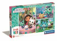 Clementoni, Puzzle 3x48el Koci Domek Gabi, Gabby's Dollhouse 25289