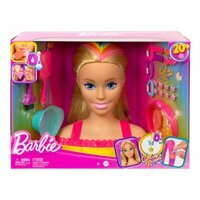 Barbie Głowa do stylizacji Neonowa tęcza, blond włosy