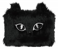 Pluszowy piórnik Kotek, saszetka czarna MEMORIS Fluffy Cat,