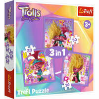 Puzzle 3w1 Poznaj wesołe Trolle, Trolls 3, Trefl