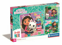 Puzzle Koci Domek Gabi 3w1 3x48el, Gabi, Kiciuś Panduś, DJ Kocimiętka