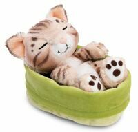 NICI 49747, Maskotka kot bengalski, 12cm śpiący w koszyku, zielony GREEN