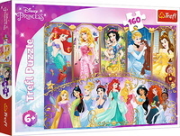 Puzzle dla dziewczynki 160el, Bella, Kopciuszek, Syrenka Ariel, Księżniczka Disney