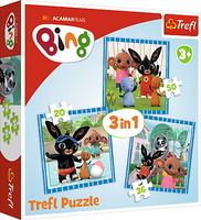 Puzzle 3w1 20,36,50el, Zabawy z przyjaciółmi Bing 