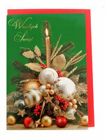 Karnet złoty Boże Narodzenie (stroik świąteczny)
