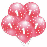 Balon z nadrukiem "1" różowy B149 5szt