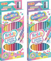 Kredki ołówkowe Bambino dwustrone, pastelowe 24 kolory, mix wzorów