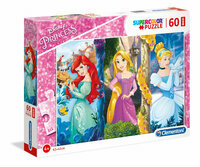 Puzzle 60el Maxi Princess, Kopciuszek, Syrenka Ariel, Księżniczka Disney