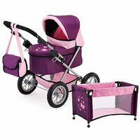 Wózek głęboki dla lalki Trendy Set fioletowo-różowy