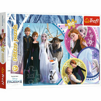 Puzzle brokatowe 100el Frozen 2, W blasku miłości Kraina Lodu 2 