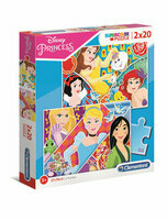 Puzzle 2x20el Supercolor - Księżniczka Bella, Kopciuszek, Mulan, Disney