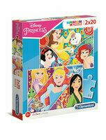 Puzzle 2x20el Supercolor - Księżniczka Bella, Kopciuszek, Mulan, Disney